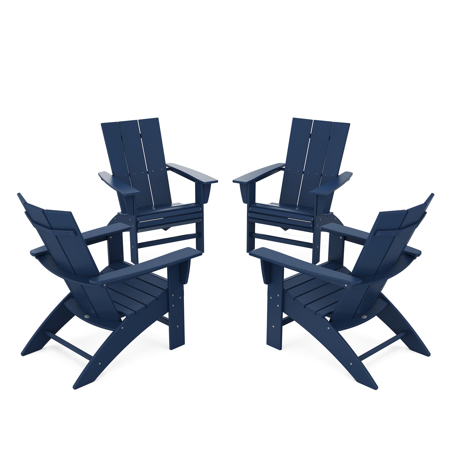 4 Piece Modern Curveback Adirondack Conversation Set Navy, image 13