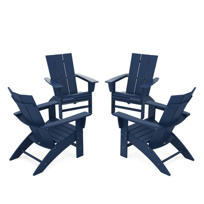 
                  4 Piece Modern Curveback Adirondack Conversation Set Navy - Image 13
                