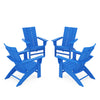 4 Piece Modern Curveback Adirondack Conversation Set Pacific Blue