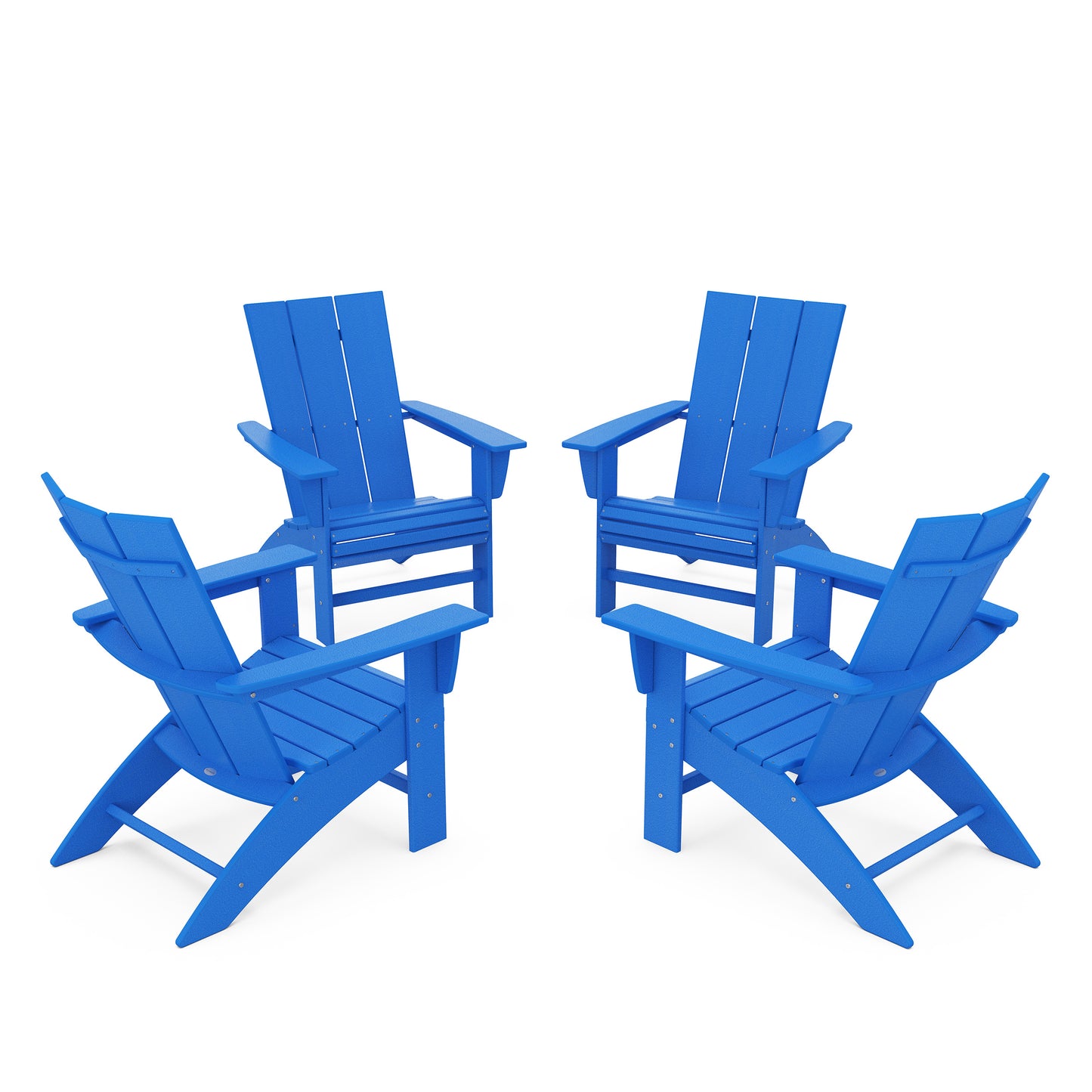 4 Piece Modern Curveback Adirondack Conversation Set Pacific Blue, image 14