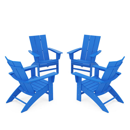 
                  4 Piece Modern Curveback Adirondack Conversation Set Pacific Blue - Image 14
                