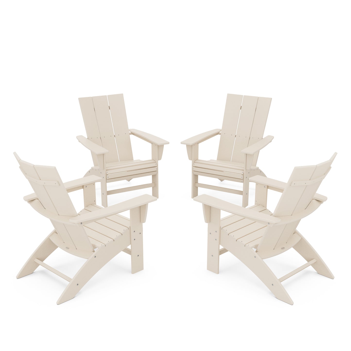 4 Piece Modern Curveback Adirondack Conversation Set Sand, image 15