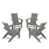 4 Piece Modern Curveback Adirondack Conversation Set Slate Gray