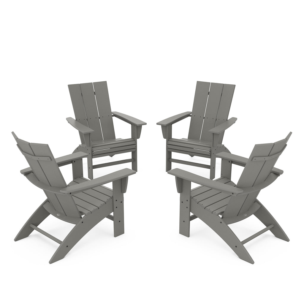 4 Piece Modern Curveback Adirondack Conversation Set Slate Gray