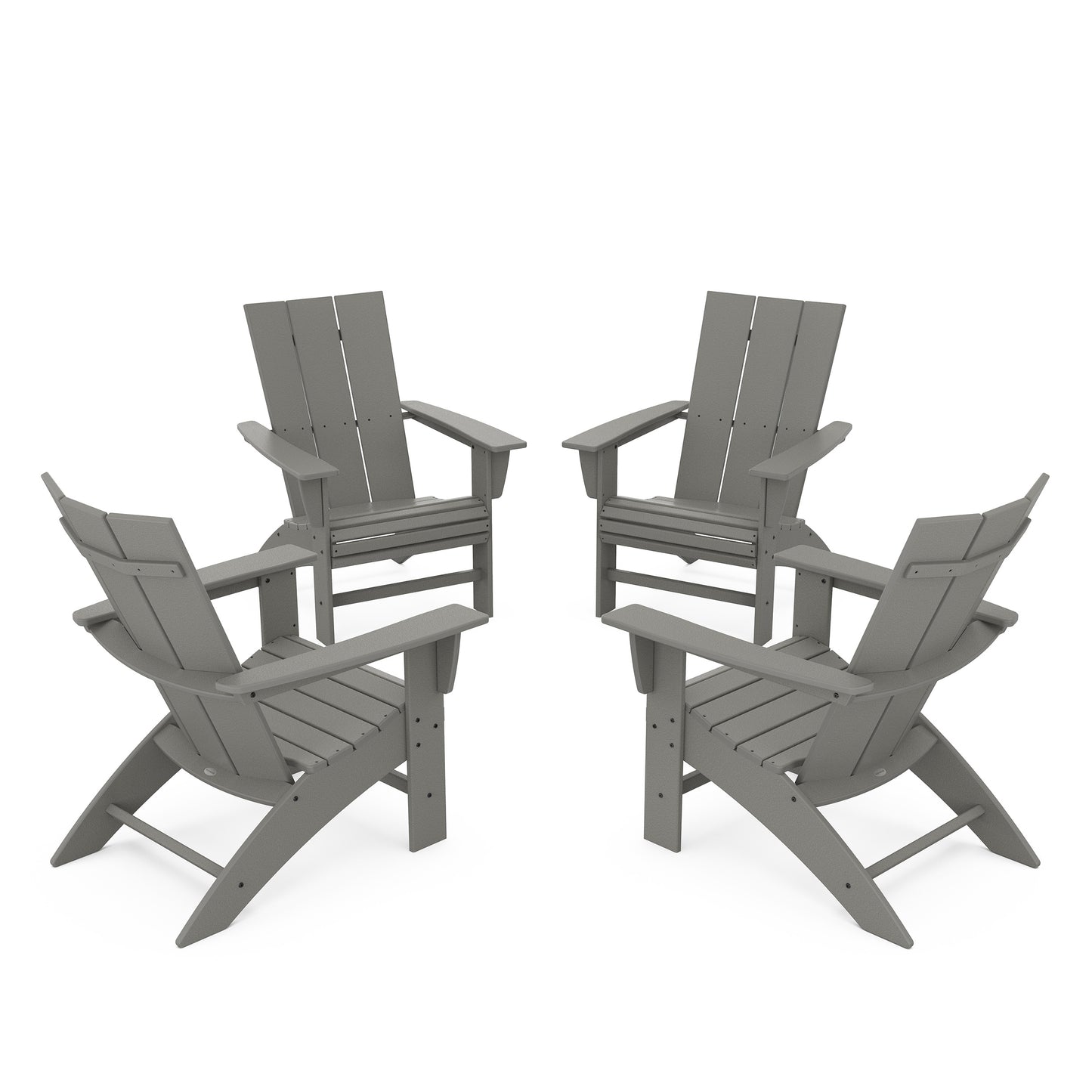 4 Piece Modern Curveback Adirondack Conversation Set Slate Gray, image 1