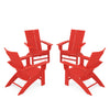 4 Piece Modern Curveback Adirondack Conversation Set Sunset Red