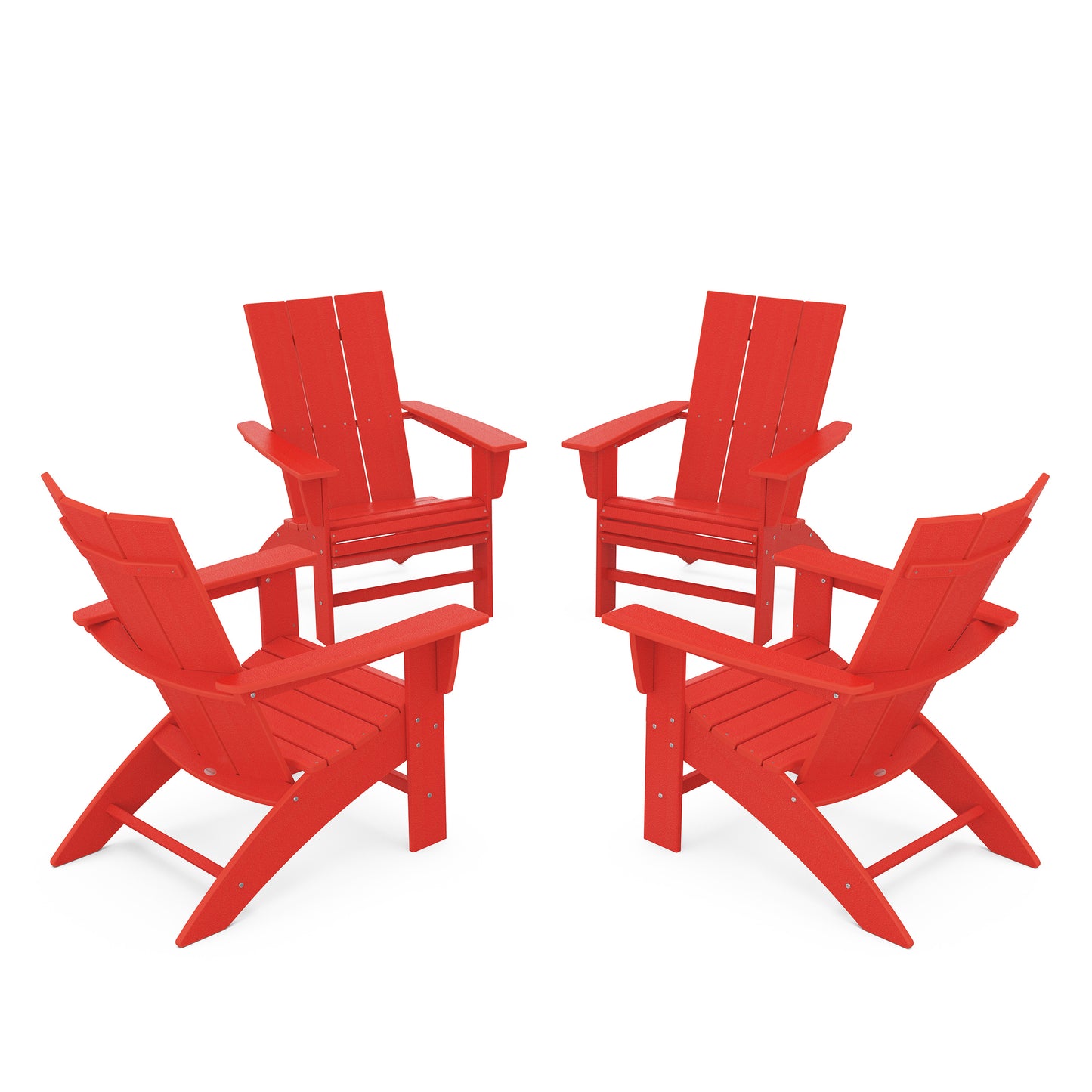 4 Piece Modern Curveback Adirondack Conversation Set Sunset Red, image 16