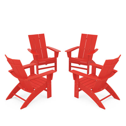 
                  4 Piece Modern Curveback Adirondack Conversation Set Sunset Red - Image 16
                