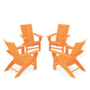 4 Piece Modern Curveback Adirondack Conversation Set Tangerine