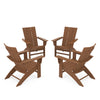 4 Piece Modern Curveback Adirondack Conversation Set Teak