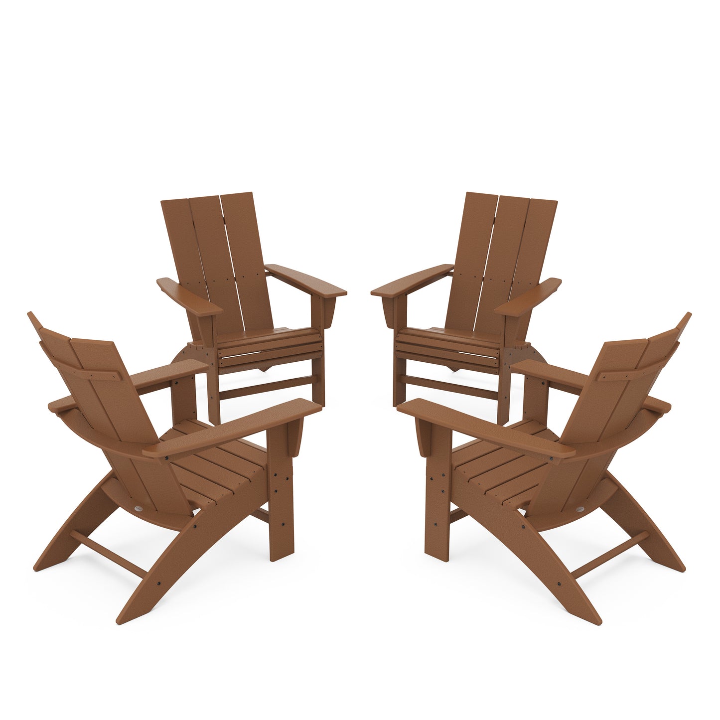 4 Piece Modern Curveback Adirondack Conversation Set Teak, image 18