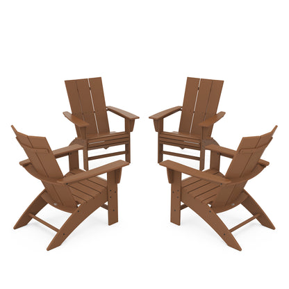 
                  4 Piece Modern Curveback Adirondack Conversation Set Teak - Image 18
                