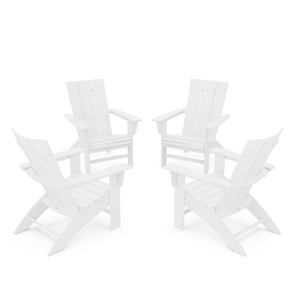 4 Piece Modern Curveback Adirondack Conversation Set White