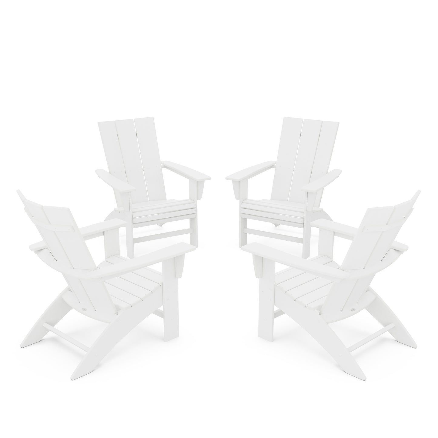 4 Piece Modern Curveback Adirondack Conversation Set White, image 19