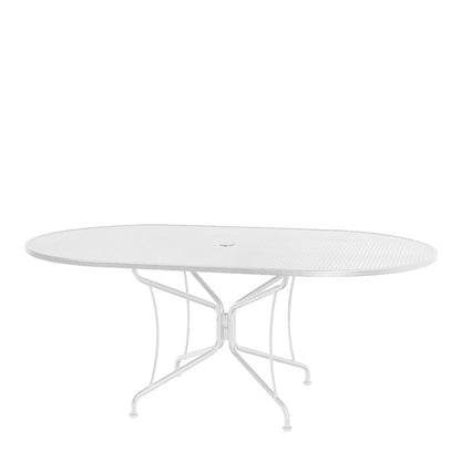 
                  42 x 72 Mesh Top Oval Dining Table Hammered White - Image 6
                