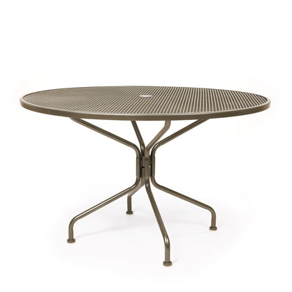
                  48 Round Mesh Top Dining Table Aged Teak Finish - Image 18
                