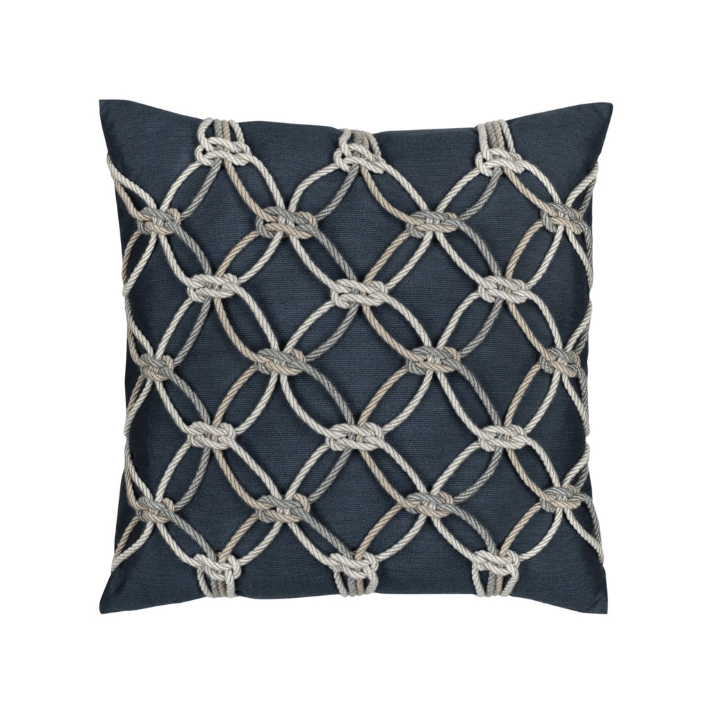 20" Square Elaine Smith Pillow Indigo Rope