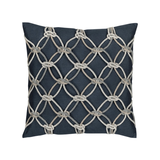 20" Square Elaine Smith Pillow Indigo Rope