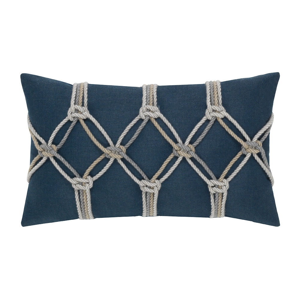 12" x 20" Elaine Smith Pillow Indigo Rope