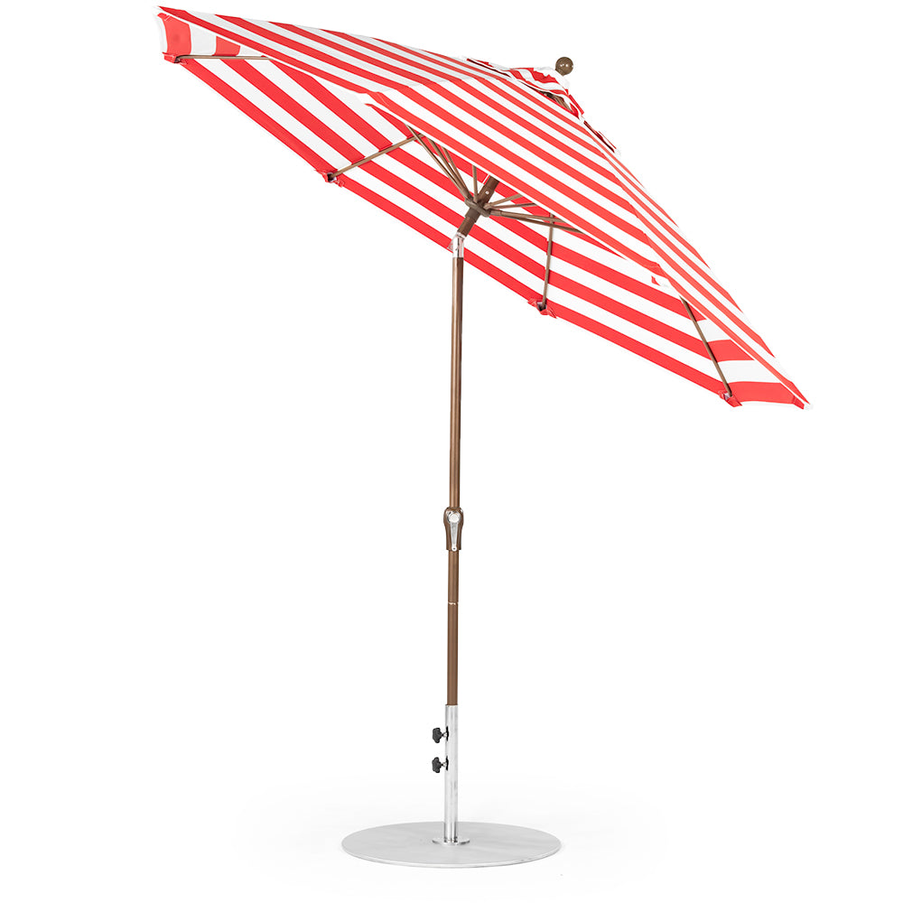 10 ft aluminum market auto tilt patio umbrella in chili 9' Oct Monterey Crank Auto Tilt Market Umbrella by Frankford | Aluminum Market Umbrella