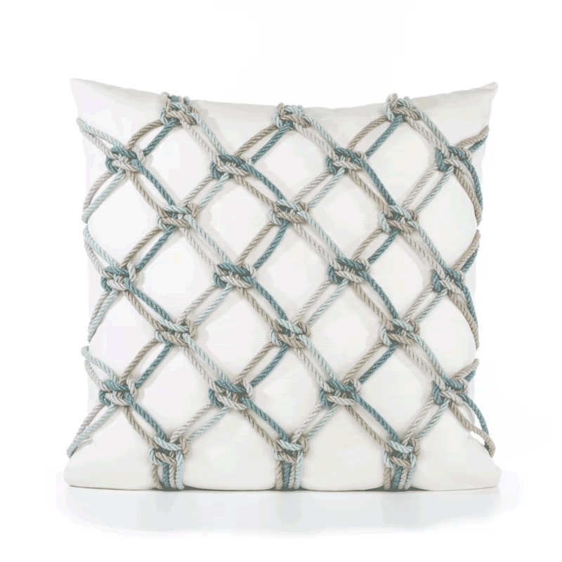 20 square designer throw pillow aqua rope, image 3