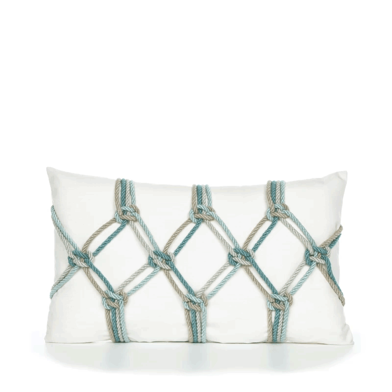 12" x 20" Elaine Smith Pillow Aqua Rope, image 6