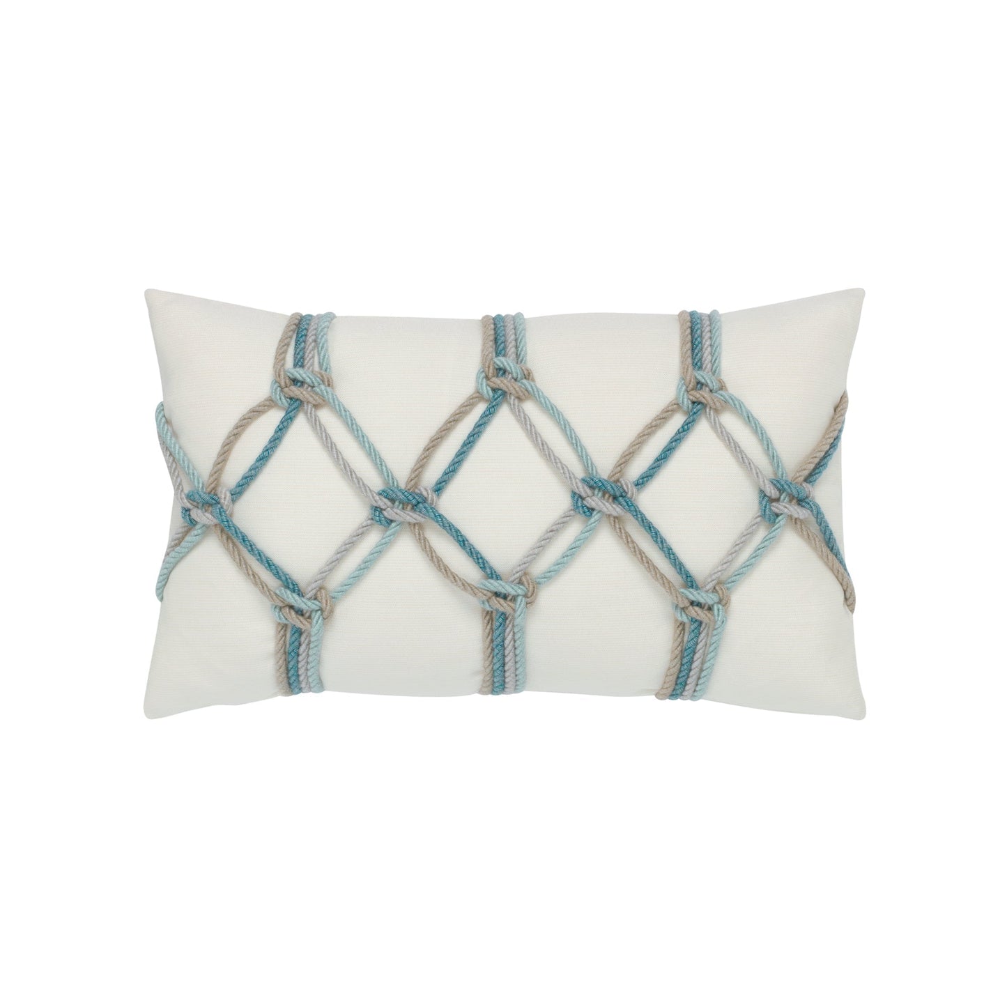 designer lumbar pillow aqua rope, image 1