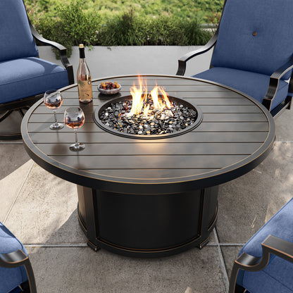 Agio 46" Round Slat Top Chat Height Fire Pit