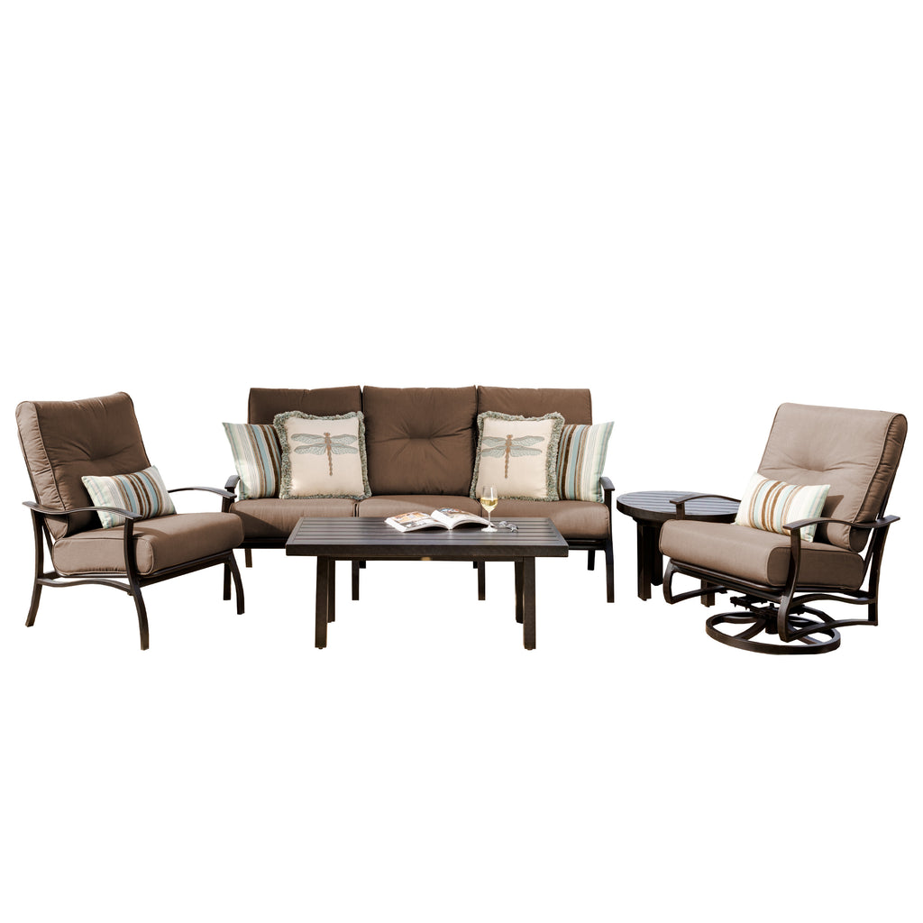 Albany 5 Piece Sofa Seating Set Spectrum Caribou Cushions