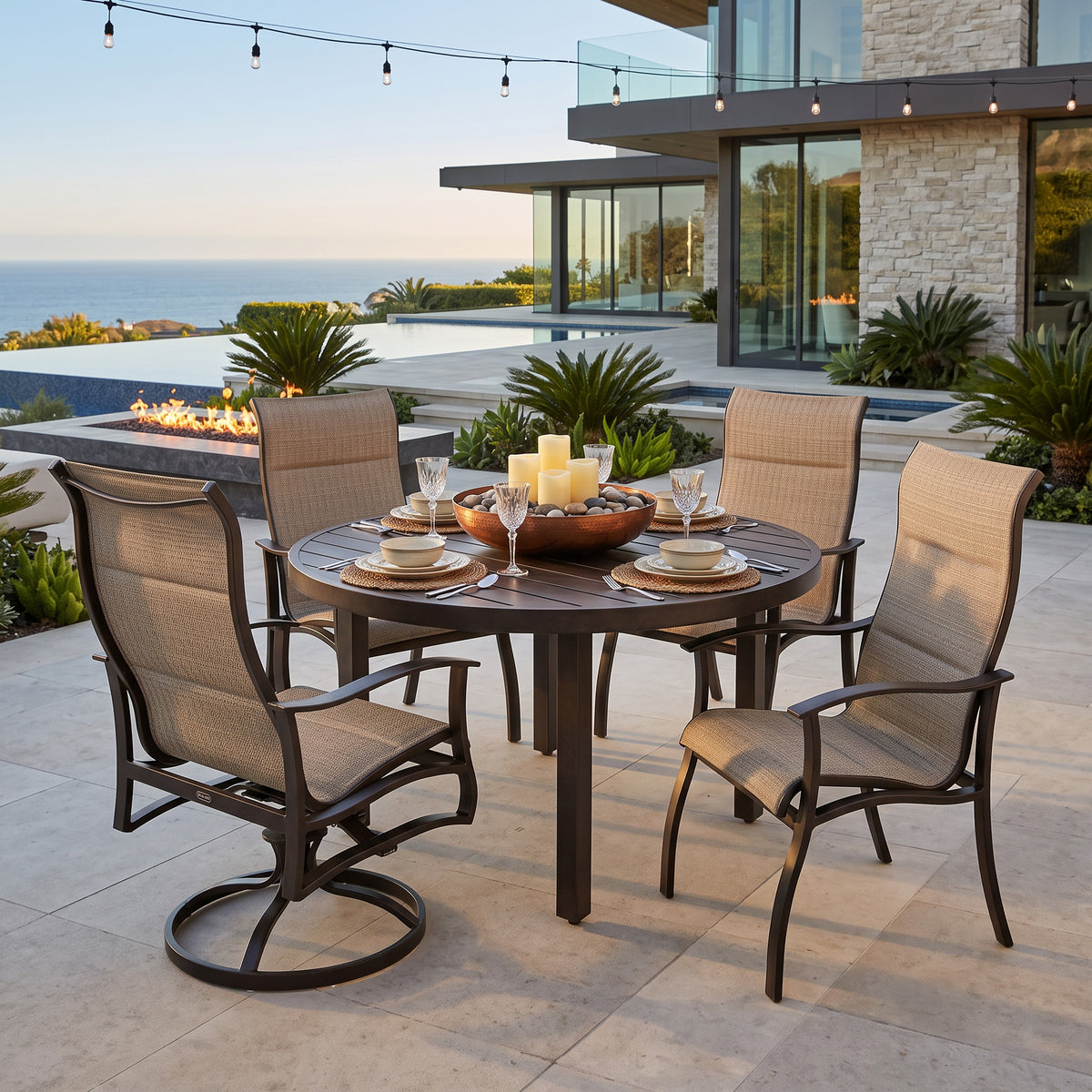 Albany 5 Piece Padded Sling High Back Dining Set, image 2