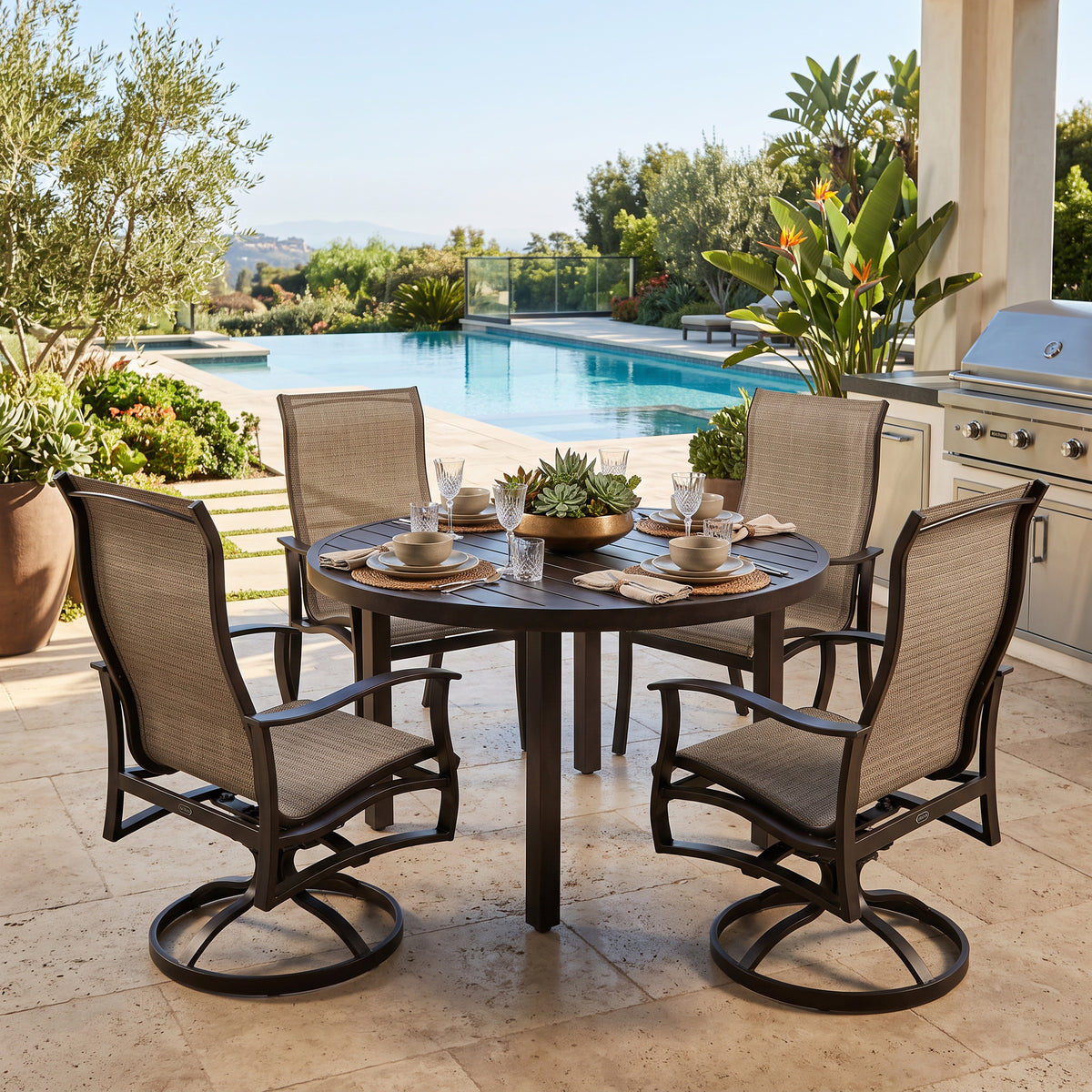Albany 5 Piece Sling High Back Dining Set, image 2