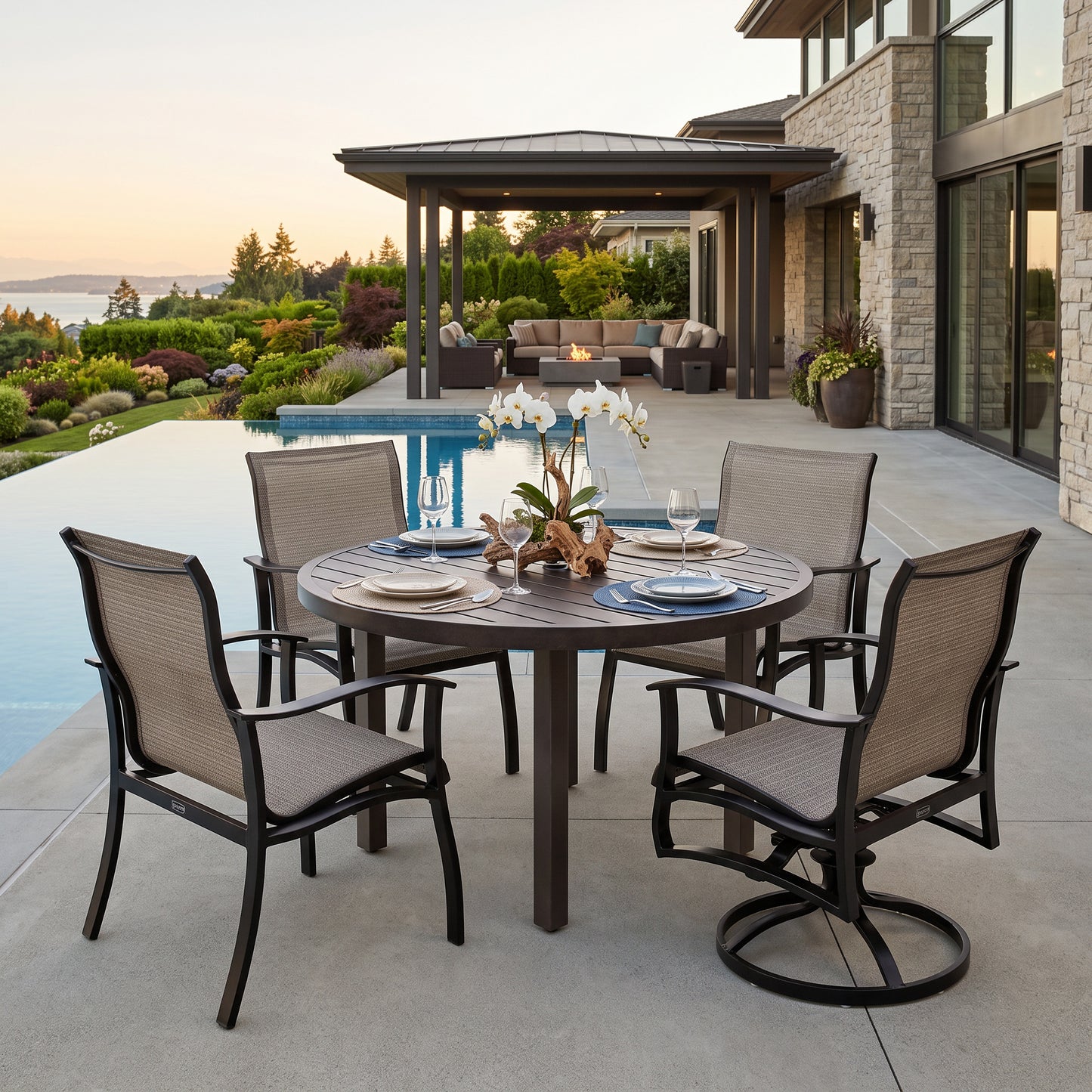 Albany 5 Piece Sling Low Back Dining Set, image 2
