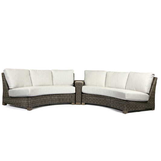 Avallon 3 Piece Curved Sofa Set Crosshatch Vapor Cushions