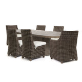 Avallon 7 Piece Dining Set Crosshatch Vapor Cushions