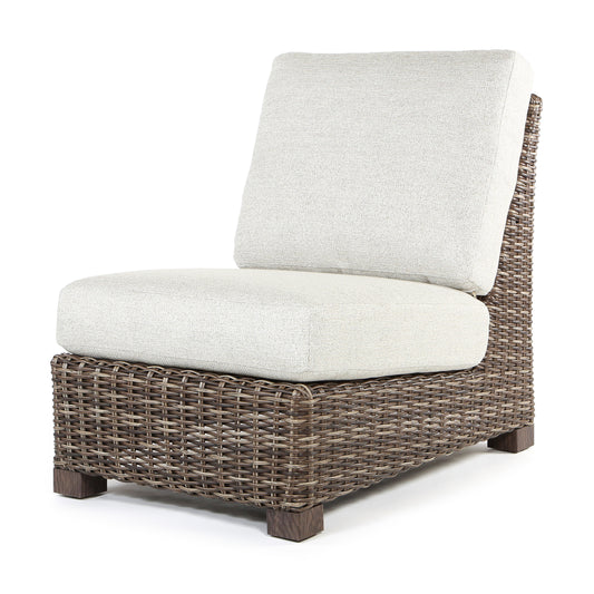 Avallon Armless Chair Crosshatch Vapor Cushions