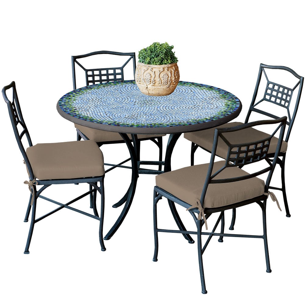 42" Round Mosaic Top Dining Set with Black Frame