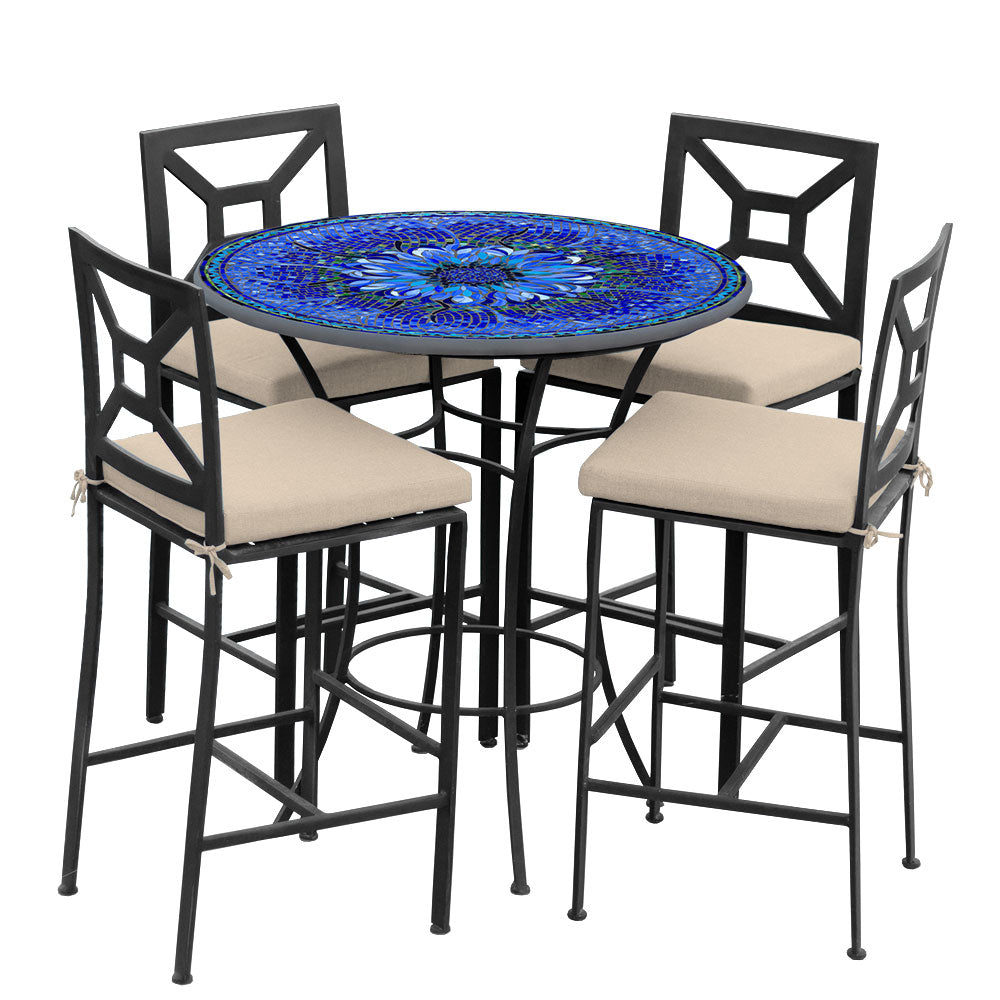 Bella Bloom 42d Hight Dining w Milano Bar Chairs BK HB