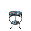 Blue Sky Hummingbird Round Double Tiered Side Table Black Frame