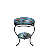 Blue Sky Hummingbird Round Double Tiered Side Table Espresso Frame
