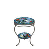 Blue Sky Hummingbird Round Double Tiered Side Table Pewter Frame