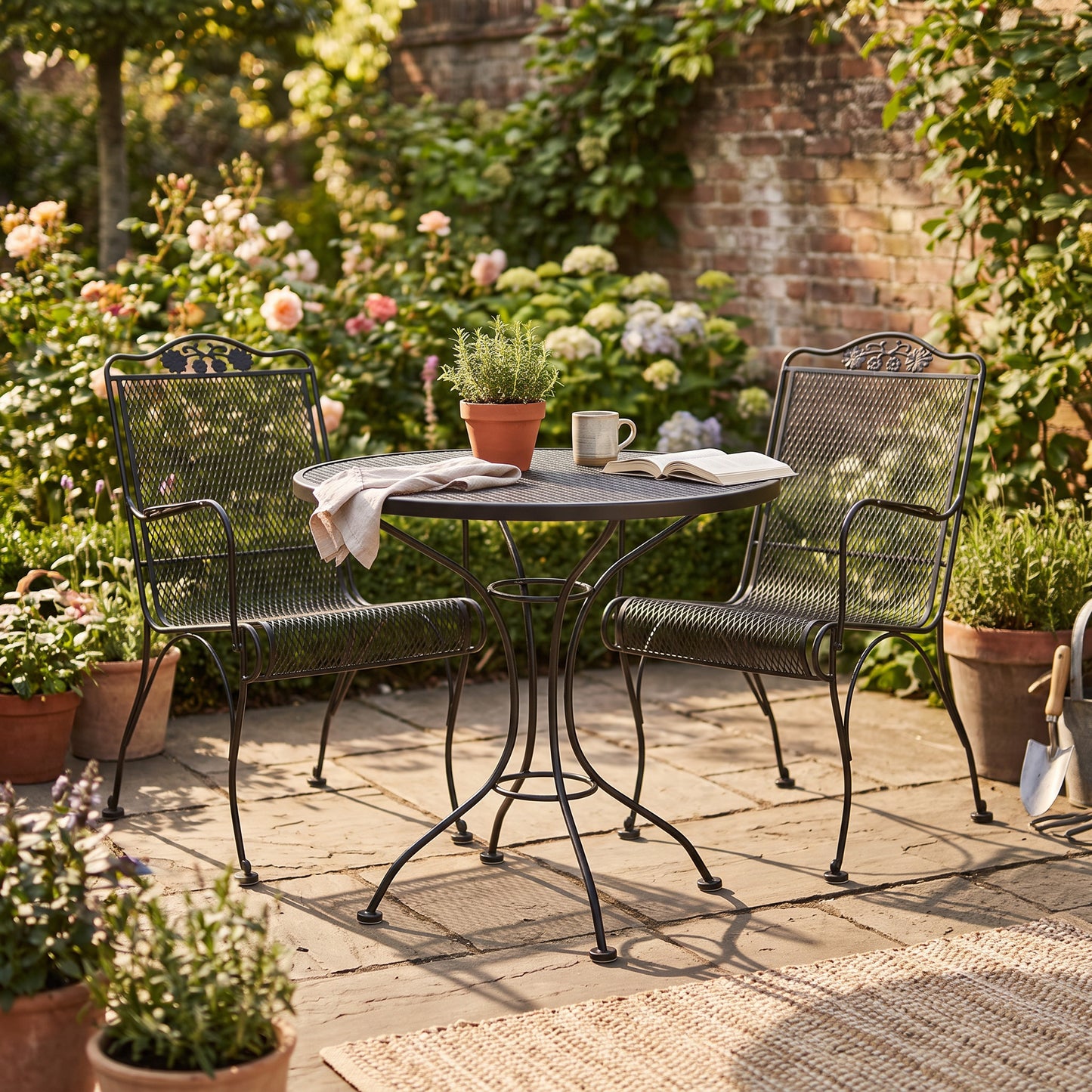 Briarwood 3 Piece Bistro Set Aztec Bronze Finish Lifetsyle, image 2