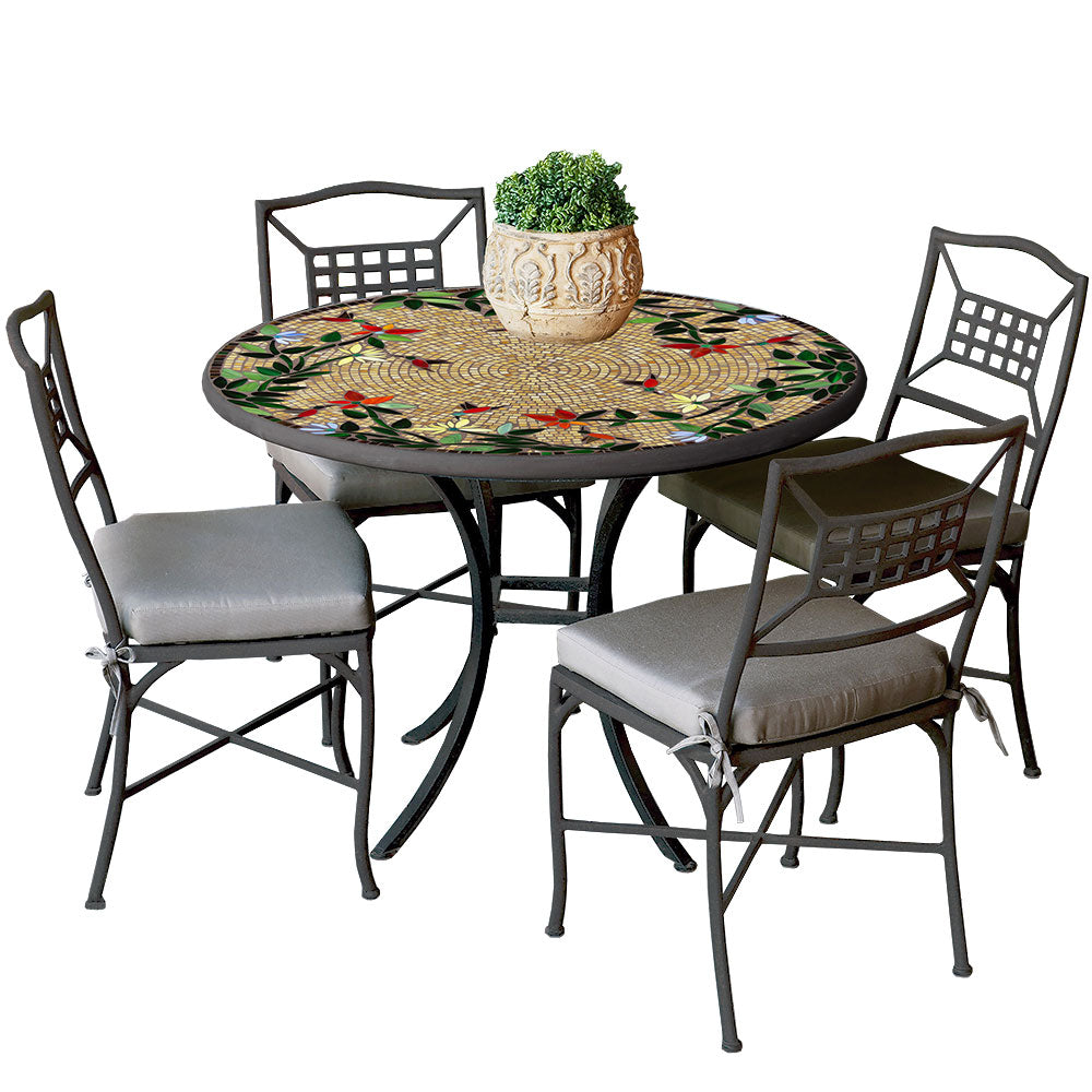 48" Round Mosaic Top Dining Set with Espresso Frame