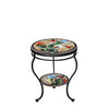 Carmel Hummingbird Round Double Tiered Side Table Black Frame