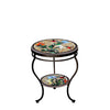 Carmel Hummingbird Round Double Tiered Side Table Espresso Frame
