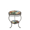 Carmel Hummingbird Round Double Tiered Side Table Pewter Frame
