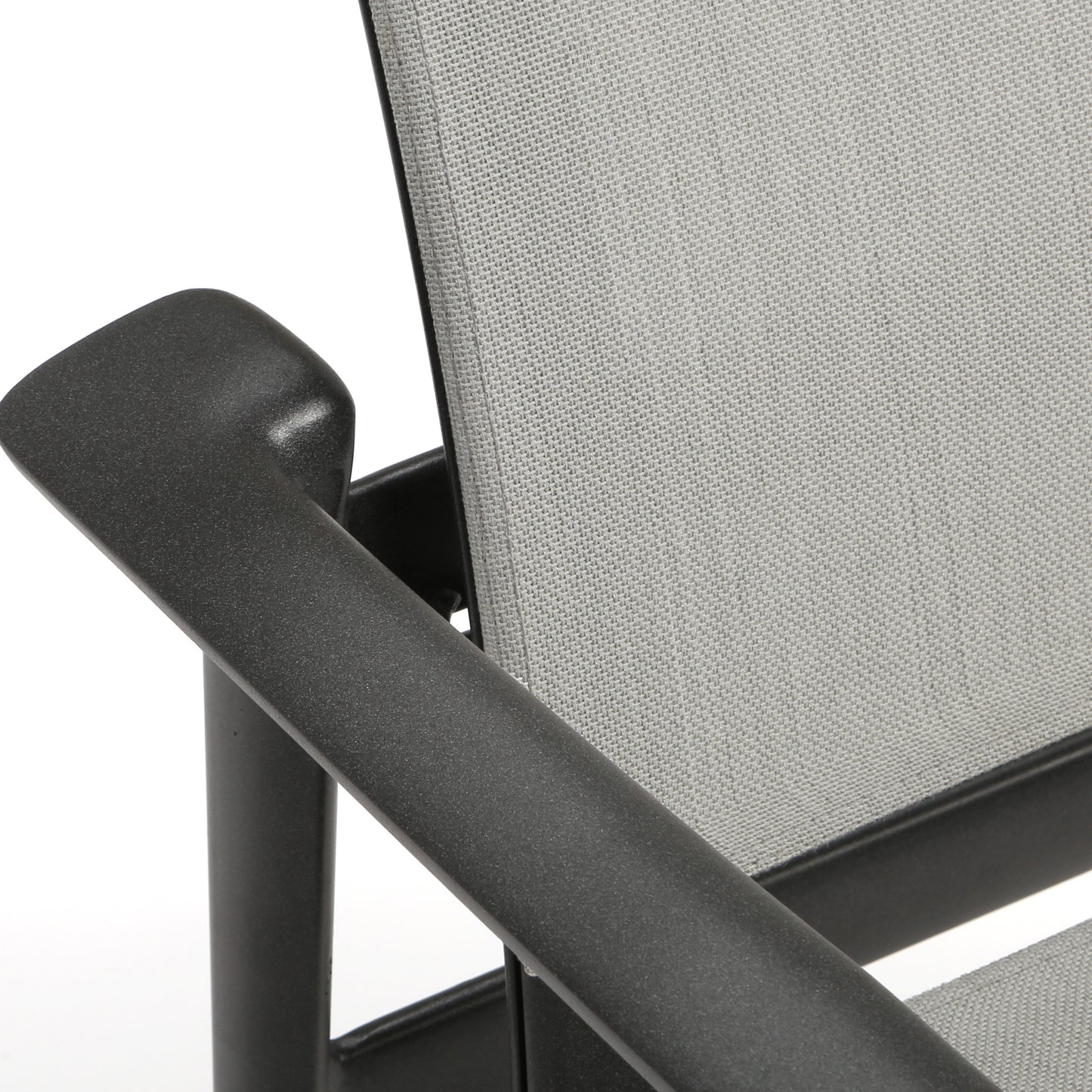 Contempo Sling Club Chair Classic Silver Fabric Alloy Finish Detail, image 3