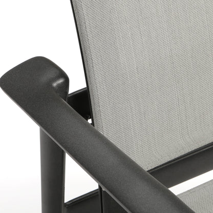 
                  Contempo Sling Club Chair Classic Silver Fabric Alloy Finish Detail - Image 3
                