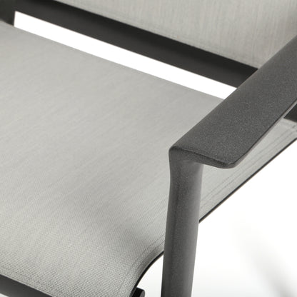 
                  Contempo Sling Dining Chair Classic Silver Fabric Alloy Finish Detail - Image 3
                