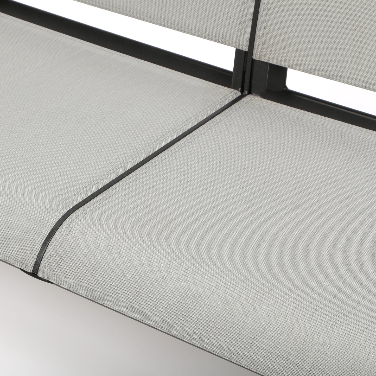 Contempo Sling Loveseat Classic Silver Fabric Alloy Finish Detail, image 3