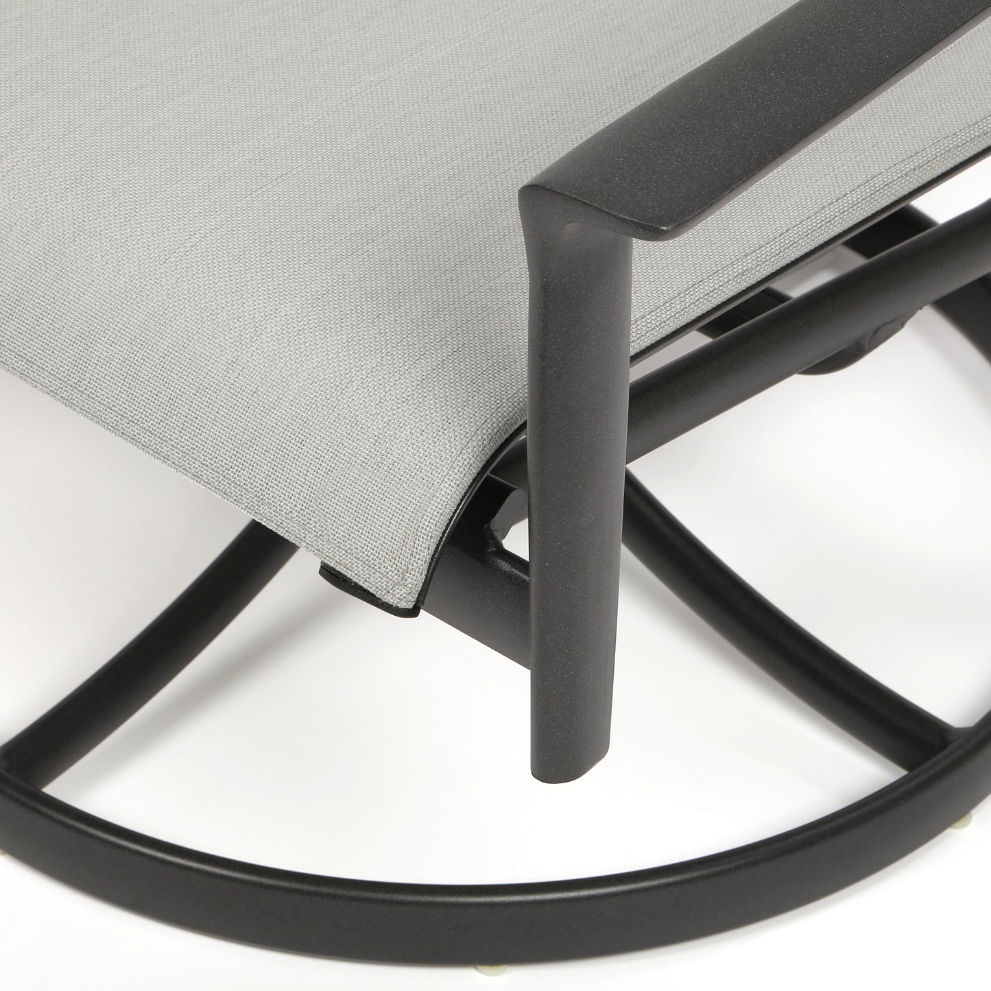 Contempo Sling Swivel Rocker Club Chair Classic Silver Fabric Alloy Finish Detail, image 3